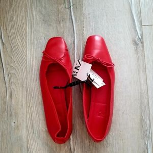 New Trend Zara Flat Leather Ballet Shoes